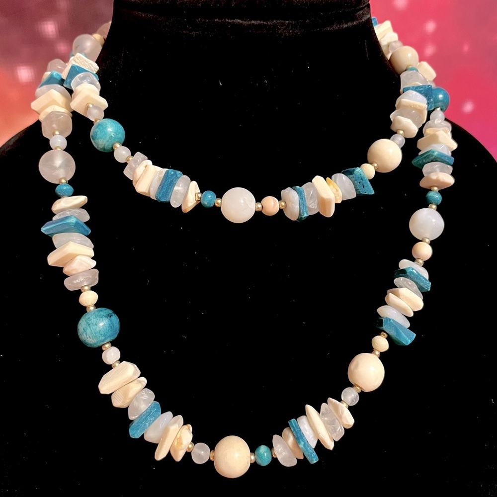 Stone and glass bead necklace​